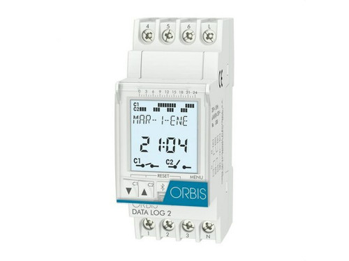 Interruptor horario digital DATA LOG 2 230V 2 circuitos conmutados 16(10) cambio automático verano/invierno - Orbis