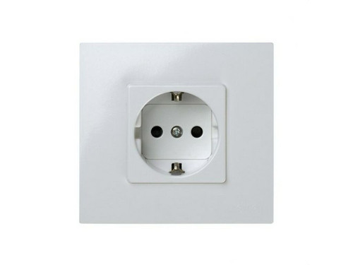 Enchufe 27 PLAY 2P+ TT lateral schuko monobloc+seguridad blanco - Simon