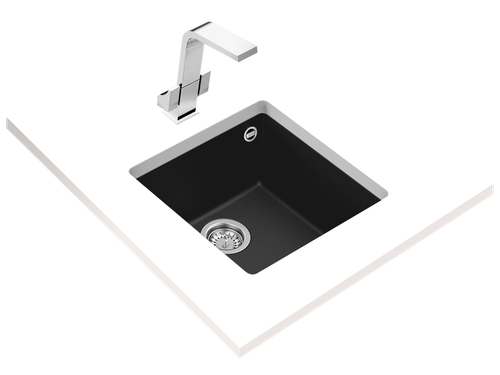 Fregadero de Tegranite+ negro SQUARE 40.40 TG_MAESTRO cubeta 200mm mueble de 50cm - Teka