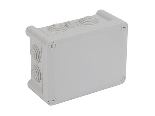 Caja de derivación para conexiones, Plexo IP55, rectangular. Dimensiones: 155x110x80mm. 10 entradas directas: 2 entradas (Ref. 091914) + 8 entradas (ref. 091915). Para cables o tubos Ø de 4 a 25mm. Tapa opaca. Gris RAL7035. - Legrand
