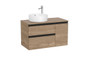 Conjunto Mueble The Gap 900X460 con 2 Cajones + Puerta para Lavabo Sobre Encimera a La Izquierda Nogal - Roca