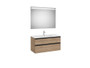 Pack Mueble The Gap 1000X460 2 Cajones + Lavabo Centrado + Espejo Eidos Nogal - Roca