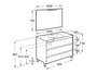 Mueble Lavabo 1000mm Tenet 3 Cajones + Espejo Y Aplique Led blanco Brillo - Roca
