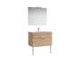 Conjunto Victoria Base+Lavabo 800 Nogal 2 Cajones Espejo Aplique Led - Roca
