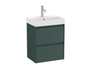Mueble Lavabo blanco 600X360 Ona Compact 2 Cajones Led Verde mate - Roca