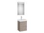 Mueble lavabo 650x460 Ona Standard 2 cajones + espejo LED olmo oscuro - Roca