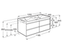 Mueble lavabo doble blanco 1200x460 Ona Standard 2 cajones LED roble claro - Roca