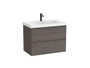Conjunto mueble unik linea 2 cajones 800 + lavabo nogal oscuro - Roca