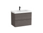 Conjunto mueble unik linea 2 cajones 800 + lavabo nogal oscuro - Roca