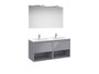 Mueble pack TENOR 1200 mm dos cajón estante abierto parte inferior espejo LUNA aplique LED GR brillo - Roca