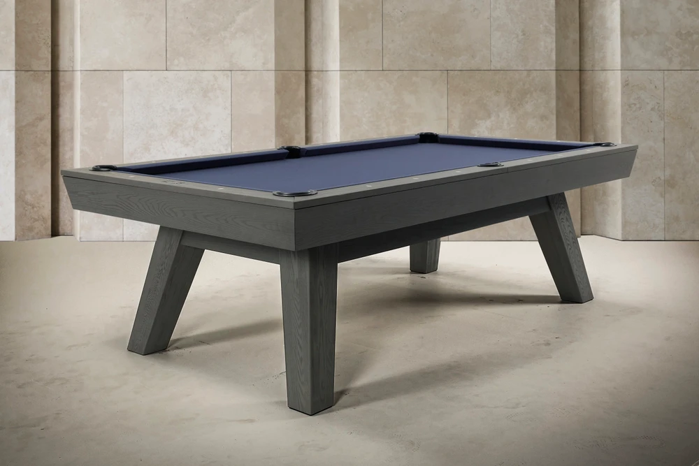 George Slate Pool Table in Marble Grey Ash with dining top 3/4 view