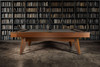 Doc & Holliday Scholar Slate Pool Table with dining top, side view lifestyle photo, shown in [Finish] with mid-century modern flared legs — handcrafted in the USA