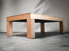 3/4 ground-up view of Paula Parsons pool table by Doc & Holliday, glazed maple finish, modern Parsons legs and structure