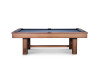 Side view of The Hank Slate Pool Table by Doc & Holliday Billiards in Americana Chocolate finish, photographed on a white background to show the full frame, maple hardwood legs, and finger-jointed apron design.