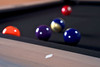 Top-down view of the George Pool Table in Glazed Pearl with Championship felt. The 3-piece slate playfield and mother-of-pearl sights create a modern, luminous impression.