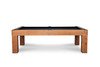 Doc & Holliday Parsons Pool Table in Rustic White Oak, side profile view on a white background. Solid white oak construction with hand-weathered finish, straight Parsons-style legs, and black felt. Made in the USA luxury pool table.