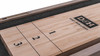 Bowie Shuffleboard Table by Doc & Holliday | overhead view of maple playfield with polymer coating, climate adjusters, and recessed scoring zones