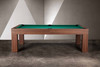 Doc & Holliday Paula Parsons 8-foot slate pool table in Grey Walnut finish, shown in a lifestyle 3/4 angle with green Championship felt and clean Parsons legs.