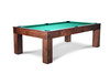 Paula Parsons Slate Pool Table in natural walnut finish by Doc & Holliday, featuring a clean Parsons silhouette with bold straight legs and a warm walnut wood grain that highlights modern luxury in a game room setting.
