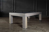 Handcrafted American Parsons-style pool table featured in a designer residential setting. Shown in Grey Wash finish with bold Parsons legs and Championship felt, staged with high-end furnishings and modern lighting for an upscale lifestyle aesthetic. Handcrafted American Parsons-style pool table featured in a designer residential setting. Shown in Grey Wash finish with bold Parsons legs and Championship felt, staged with high-end furnishings and modern lighting for an upscale lifestyle aesthetic.