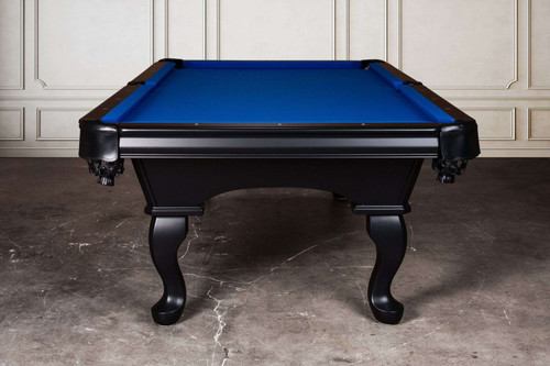 Top-down studio perspective showcasing the 3-piece 1" slate playing surface covered in blue Championship Teflon® felt. The clean pocket geometry and pearl sights reflect Doc & Holliday’s precision engineering and professional-grade design.