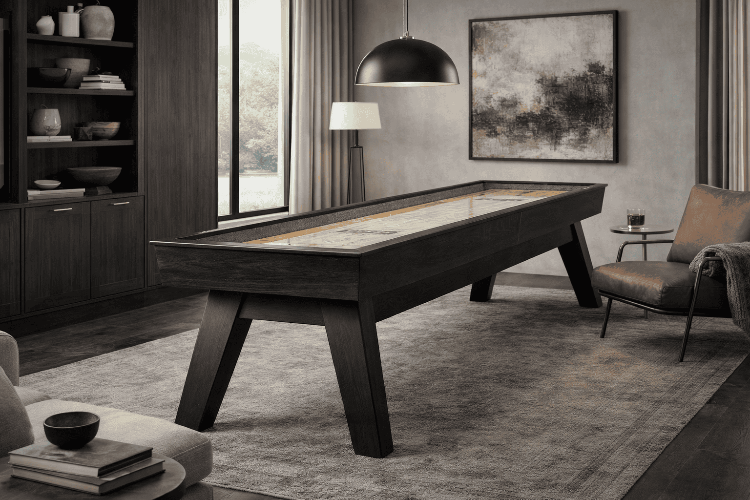 George 12' Shuffleboard Table in Black Ash