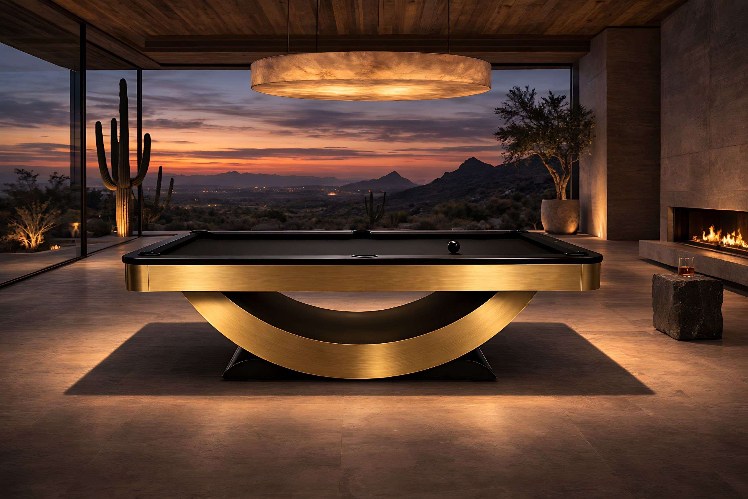 Doc & Holliday Poshy Reverse Rainbow Slate Pool Table in Brushed Gold