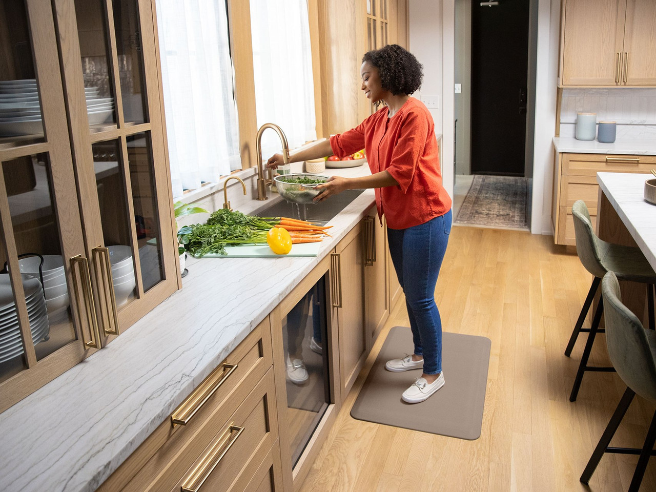 WeatherTech ComfortMat, Stone in Tan -Cushioned, Anti-Fatigue