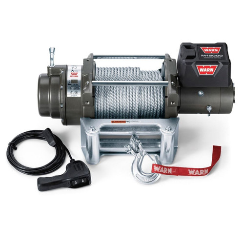 WARN M12 Heavy Duty 12000lb Recovery Electric Winch | 17801 | 12V Wire Rope & Roller Fairlead