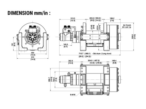 COMEUP Bison 20 | 20,000 lb / 9.07 Tonnes Hydraulic Recovery Winch - PN 682030 (Std. drum)