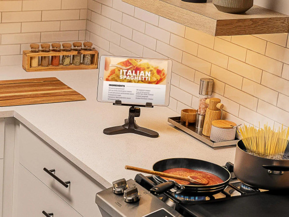 WeatherTech Tablet iPad Holder For Desktop, Tabletop or Kitchen Counter Top - Black Plastic Knob