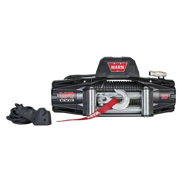 WARN VR EVO 10 Electric 12V Recovery Winch | 103252 | 90’ of 3/8” Steel Rope and Roller Fairlead