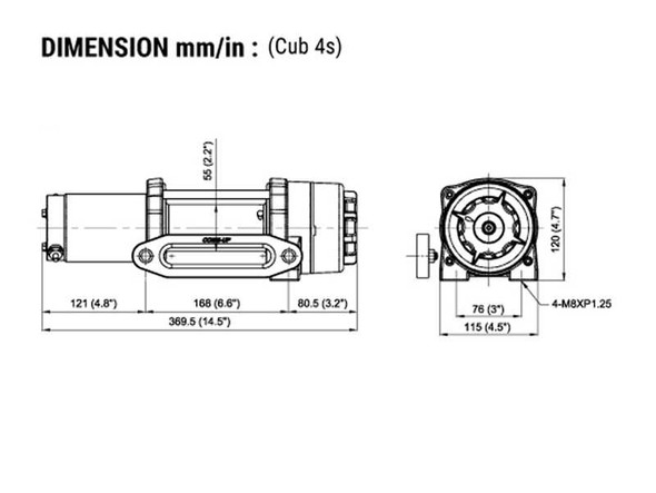 COMEUP Cub 4s | 4,000 lb Powersports 4X4 Electric Winch - PN 129410