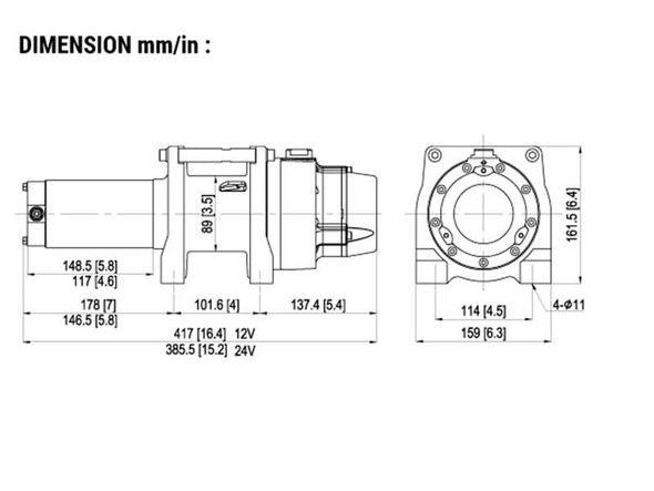 COMEUP GTD-1200 | 12V 544 kg / 1,200 lb Heavy Duty Hoist - PN 751321 (12V)