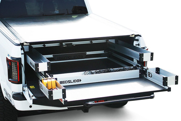 BedSlide Complete Bed Bin Kit (5pc) | Truck Bed Slide Cargo Organizer Storage (Silver)