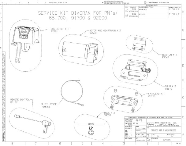 WARN Drum & Fairlead Kit For DC2000 Industrial Hoist With Fairlead | 92879 WARN Drum & Fairlead Kit For DC2000 Industrial Hoist With Fairlead | 92879