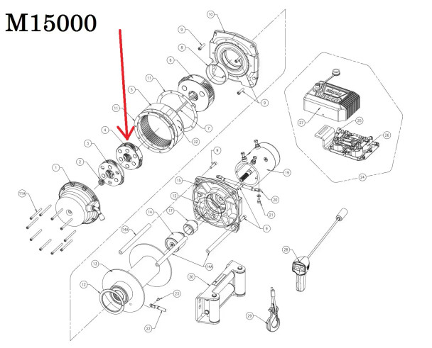 WARN Carrier Assembly Stage 2 For M15000, 16.5ti, DC2500, DC4000 (61738) | 98771 WARN Carrier Assembly Stage 2 For M15000, 16.5ti, DC2500, DC4000 (61738) | 98771