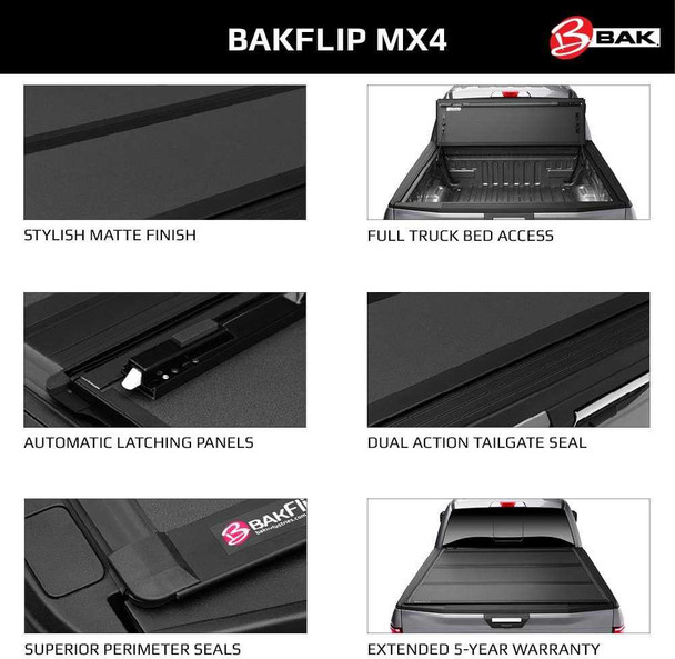BAK BAKFlip MX4 Hard Folding Tonneau Cover | Fits RAM 1500 DT Big Horn (6'4 Bed) w/out RAMBOX