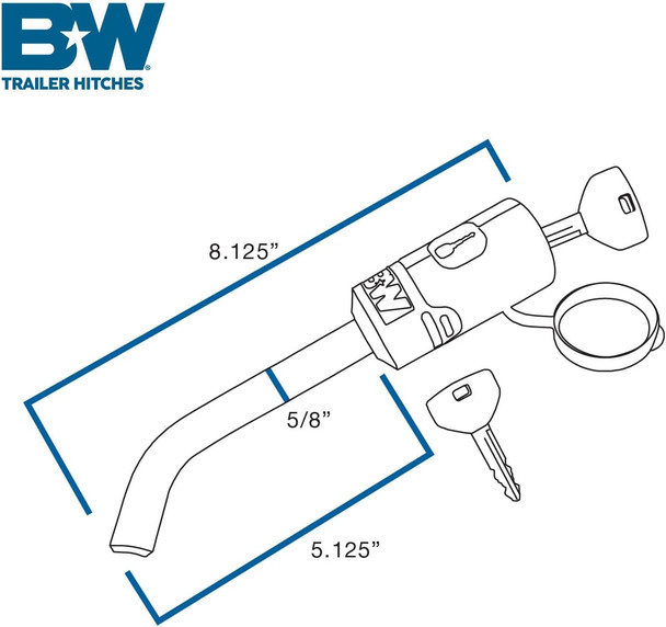 B&W Trailer Hitches Stainless Steel Locking Receiver Pin - Fits 2", 2.5" & 3" Receivers