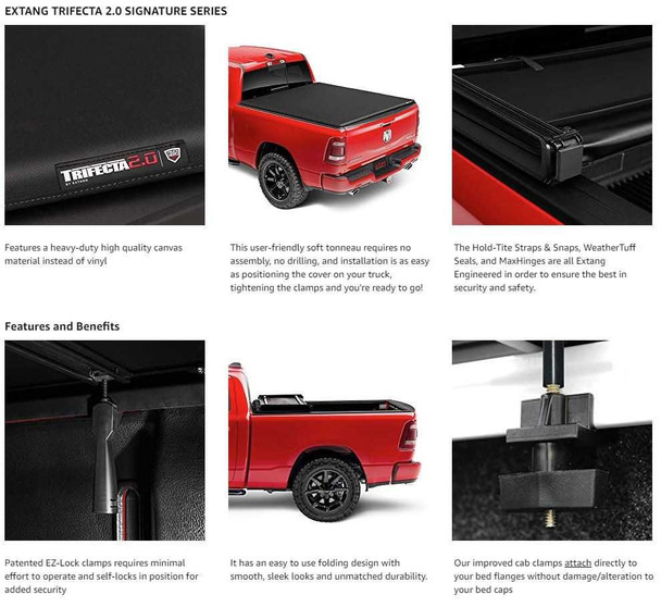 Extang Trifecta Signature 2.0 Soft Folding Tonneau Cover | Fits RAM 1500/2500 (6'4" Bed) w/out Rambox