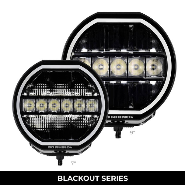 Go Rhino Blackout Series LED Lights - 7" Maxline Hi/Low Beam W/Multi Daytime Running Light