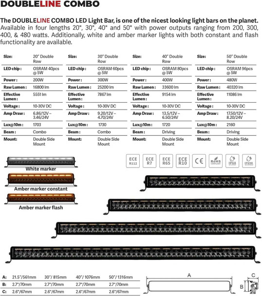 Go Rhino Xplor Blackout Combo Series 50" DoubleLine Row LED Light Bar Go Rhino Xplor Blackout Combo Series 50" DoubleLine Row LED Light Bar