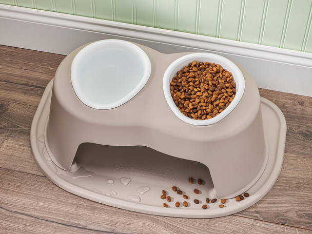 WeatherTech Double High Pet Feeding System | Dog Cat Bowl | BPA-Free Plastic (Grey)