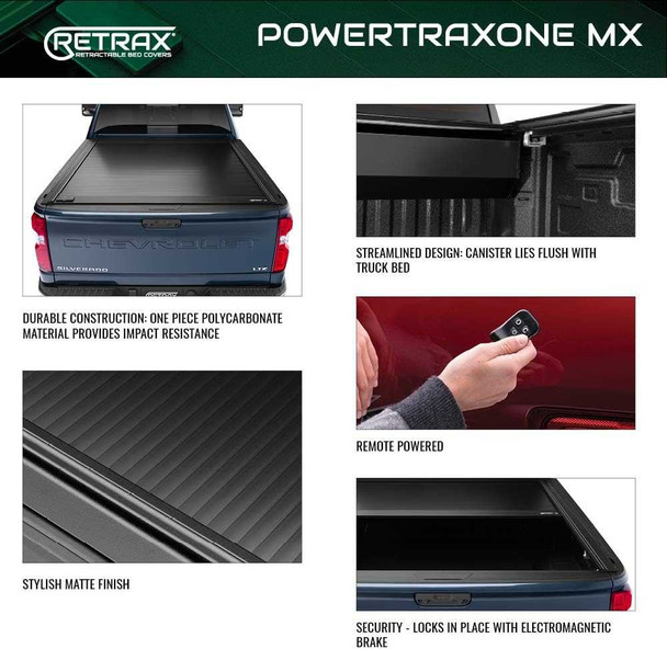 Retrax POWERTRAXONE MX | Electric Polycarbonate Retractable Bed Cover | Chevrolet Silverado 2500HD Crew Cab 6'10'