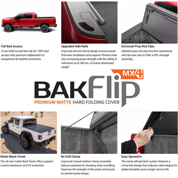 BAK BAKFlip MX4 Hard Folding Truck Bed Tonneau Cover | Fits RAM 2500HD w/out RAMBOX (6'4")