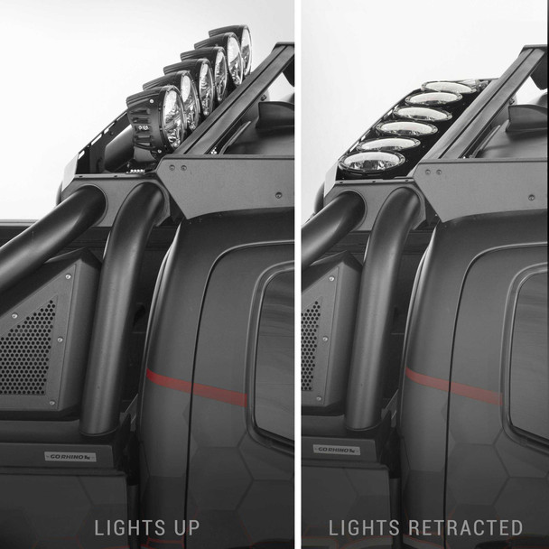 Go Rhino Sport Bar 2.0 with Power Actuated Retractable Light Mount | Toyota Hilux / Isuzu D-Max | Textured Black