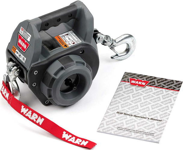 WARN 750lbs Handheld Portable Drill Powered Winch 40' (12. 2 m) Steel Rope - 101570