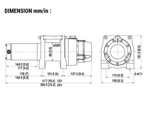 COMEUP GTD-1200 | 12V 544 kg / 1,200 lb Heavy Duty Hoist - PN 751321 (12V)