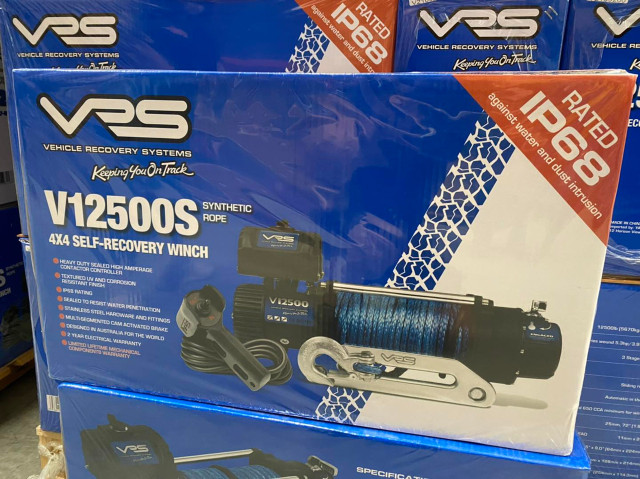 VRS 12500lb Electric Winch 12V with Synthetic Rope | 4WD Recovery Truck 4x4 Offroad