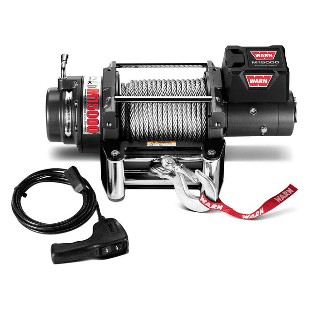 WARN M15 15000lb Electric Recovery Winch | 478022 | 24V Steel Rope & Roller Fairlead